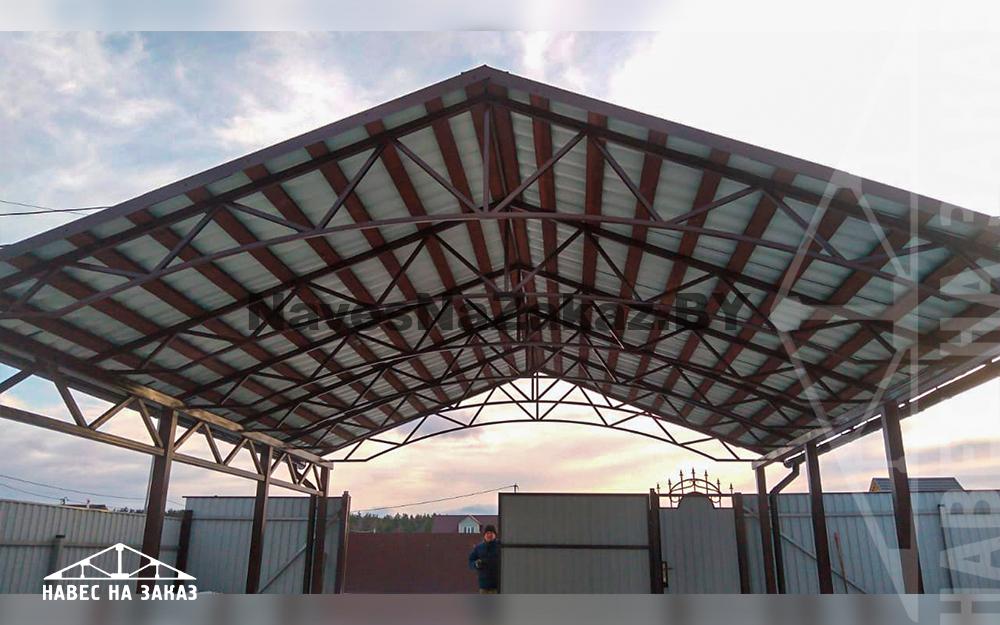 Двускатный навес для 2 машин 6 х 7 в Гомеле и области Двускатный навес для 2 машин 6 х 7