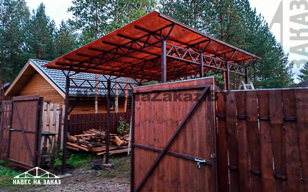 Односкатный навес 4 х 6 из поликарбоната в Гомеле и области Односкатный навес 4 х 6 из поликарбоната