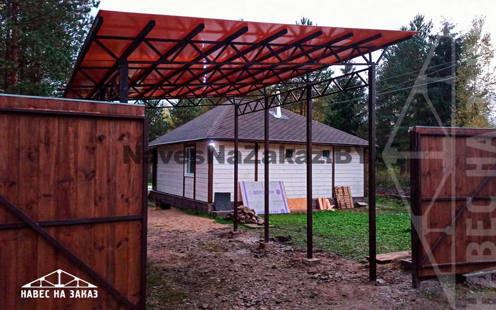 Односкатный навес 4 х 6 из поликарбоната в Гомеле и области Односкатный навес 4 х 6 из поликарбоната