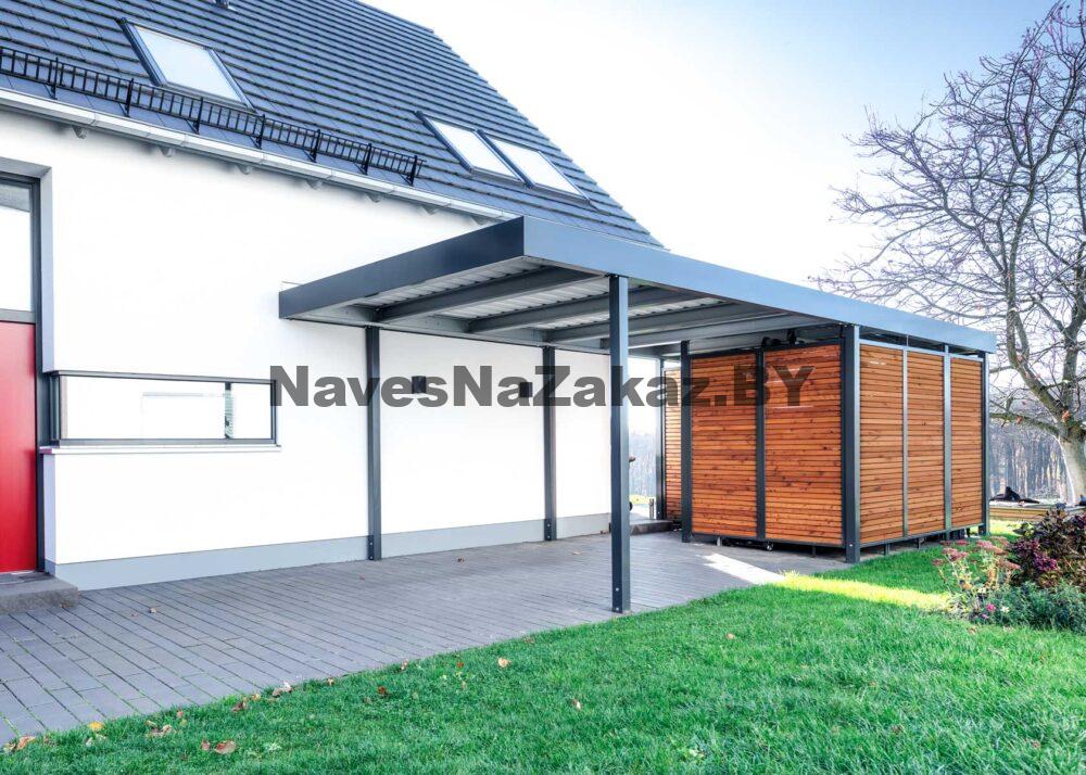 Навес с хозблоком для машины 4 на 9 в Гомеле и области Навес с хозблоком для машины 4 на 9