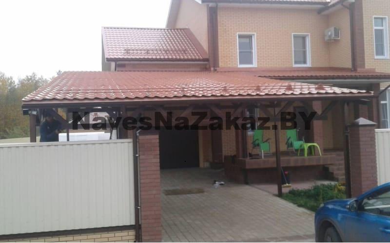 Односкатный навес перед гаражом 8 на 6 в Гомеле и области Односкатный навес перед гаражом 8 на 6